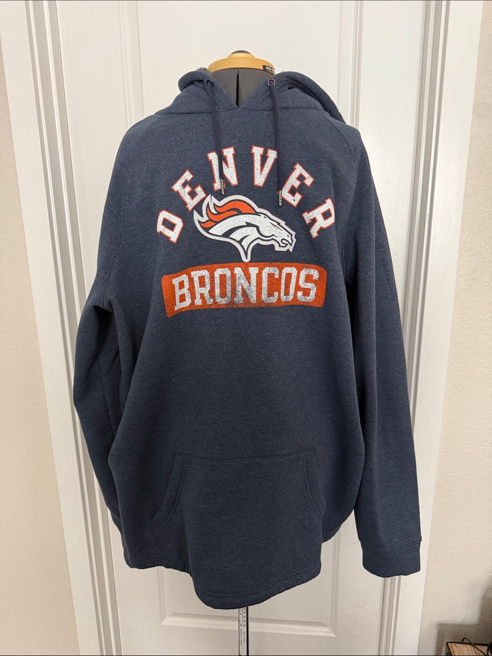 Denver Broncos Navy Crewneck Hoodie - Team Logo Pullover